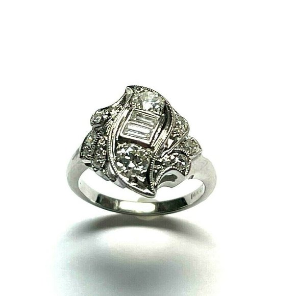 Jewelry - 14kt White Gold Art Deco Diamond Ring Size 6